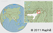 Savanna Style Location Map of Dhemaji, highlighted parent region, hill shading