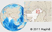 Shaded Relief Location Map of Dhemaji, highlighted country