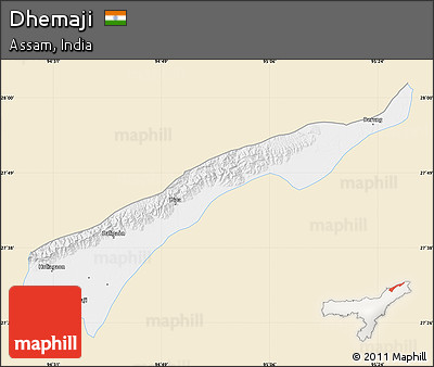 Classic Style Map of Dhemaji, single color outside