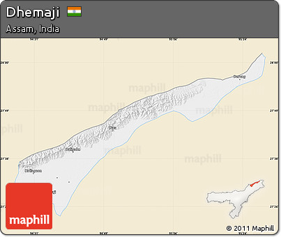 Classic Style Map of Dhemaji, single color outside