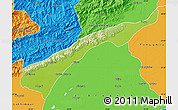 Physical Map of Dhemaji, political outside
