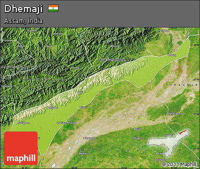 Physical Map of Dhemaji, satellite outside