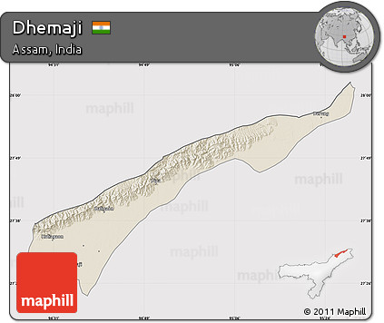 Shaded Relief Map of Dhemaji, cropped outside