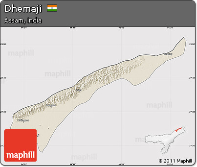 Shaded Relief Map of Dhemaji, cropped outside