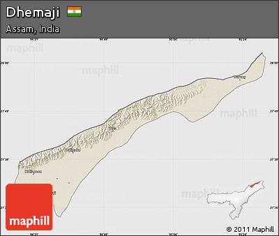 Shaded Relief Map of Dhemaji, cropped outside