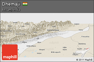 Classic Style Panoramic Map of Dhemaji