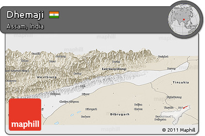 Classic Style Panoramic Map of Dhemaji