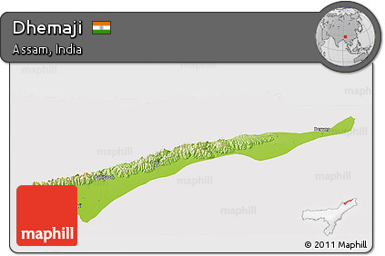 Physical Panoramic Map of Dhemaji, cropped outside