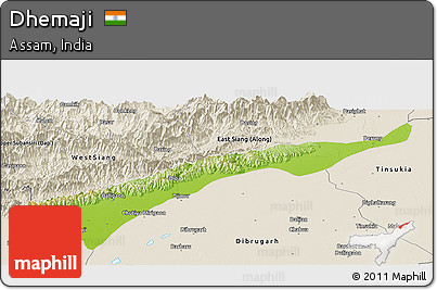 Physical Panoramic Map of Dhemaji, shaded relief outside