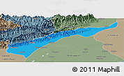 Political Panoramic Map of Dhemaji, semi-desaturated