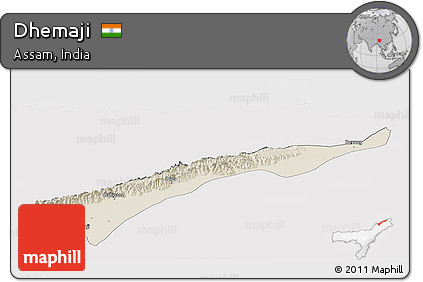 Shaded Relief Panoramic Map of Dhemaji, cropped outside