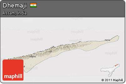 Shaded Relief Panoramic Map of Dhemaji, cropped outside
