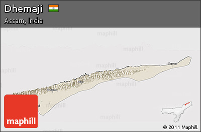 Shaded Relief Panoramic Map of Dhemaji, cropped outside
