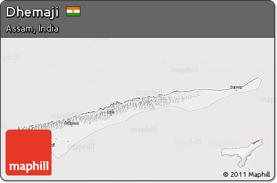 Silver Style Panoramic Map of Dhemaji, single color outside
