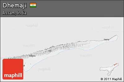 Silver Style Panoramic Map of Dhemaji, single color outside