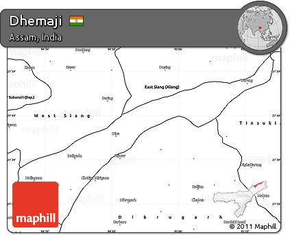 Blank Simple Map of Dhemaji