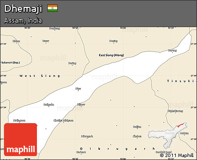 Classic Style Simple Map of Dhemaji