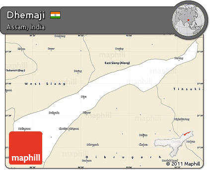 Classic Style Simple Map of Dhemaji