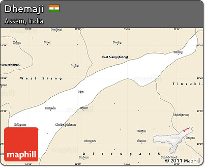 Classic Style Simple Map of Dhemaji