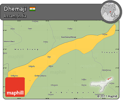 Savanna Style Simple Map of Dhemaji