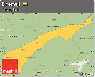 Savanna Style Simple Map of Dhemaji