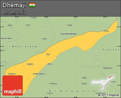 Savanna Style Simple Map of Dhemaji