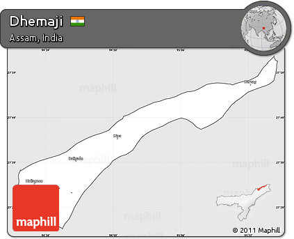 Silver Style Simple Map of Dhemaji, cropped outside