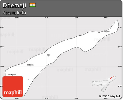 Silver Style Simple Map of Dhemaji, cropped outside