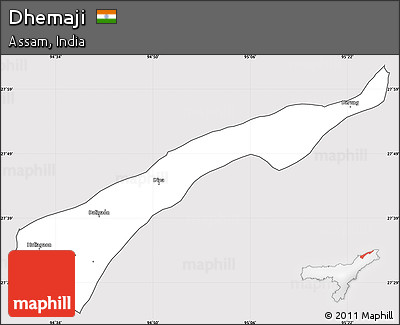 Silver Style Simple Map of Dhemaji, cropped outside
