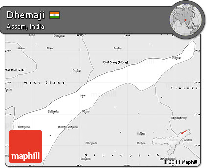 Silver Style Simple Map of Dhemaji