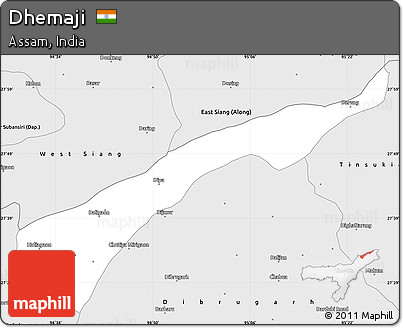 Silver Style Simple Map of Dhemaji