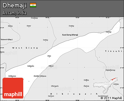 Silver Style Simple Map of Dhemaji