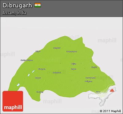 Physical 3D Map of Dibrugarh, cropped outside
