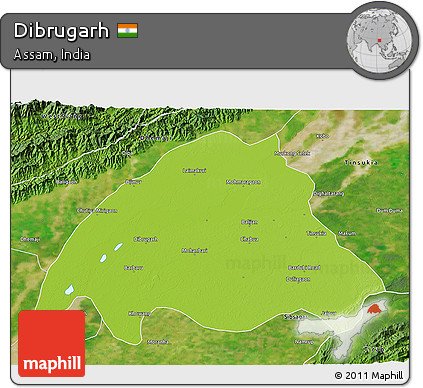 Physical 3D Map of Dibrugarh, satellite outside