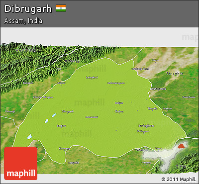 Physical 3D Map of Dibrugarh, satellite outside