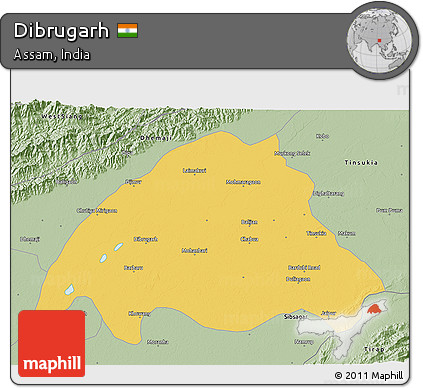 Savanna Style 3D Map of Dibrugarh