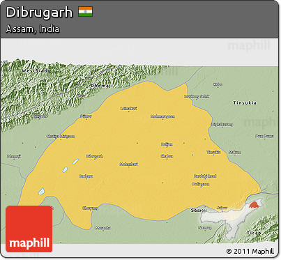 Savanna Style 3D Map of Dibrugarh