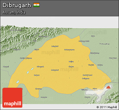 Savanna Style 3D Map of Dibrugarh