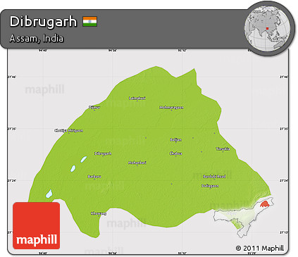 Physical Map of Dibrugarh, cropped outside