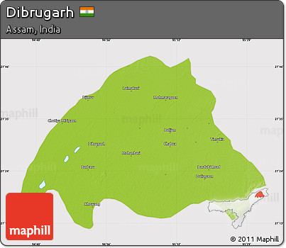 Physical Map of Dibrugarh, cropped outside