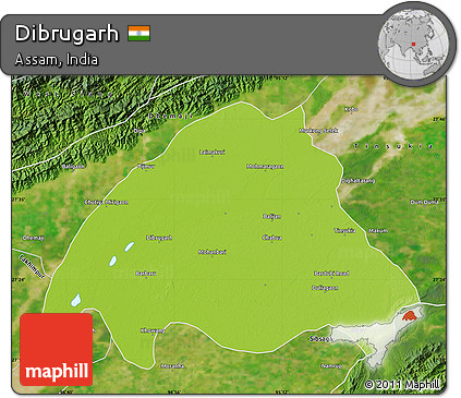 Physical Map of Dibrugarh, satellite outside