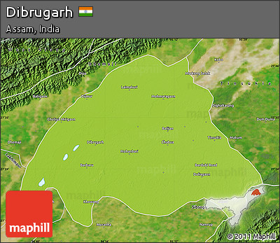 Physical Map of Dibrugarh, satellite outside