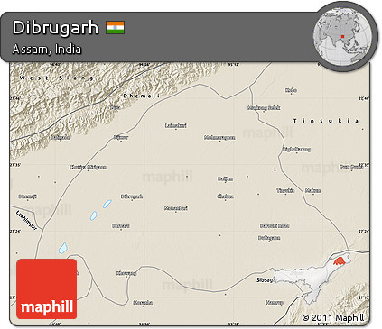 Shaded Relief Map of Dibrugarh