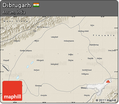 Shaded Relief Map of Dibrugarh