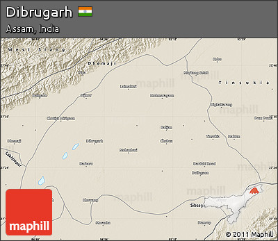 Shaded Relief Map of Dibrugarh