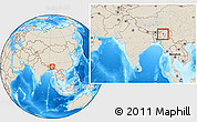 Shaded Relief Location Map of Golaghat, within the entire country