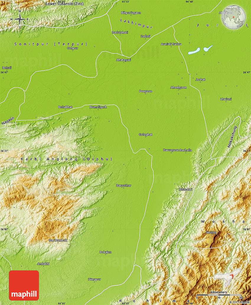 Physical Map of Golaghat
