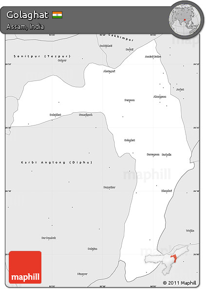Silver Style Simple Map of Golaghat
