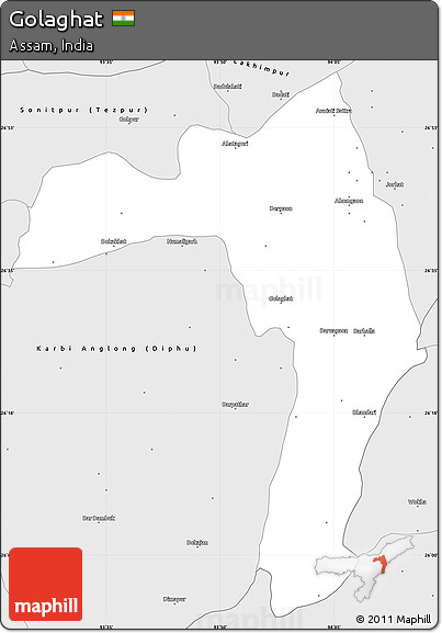 Silver Style Simple Map of Golaghat