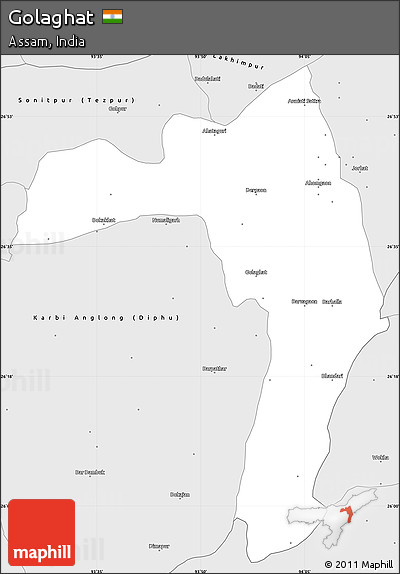 Silver Style Simple Map of Golaghat
